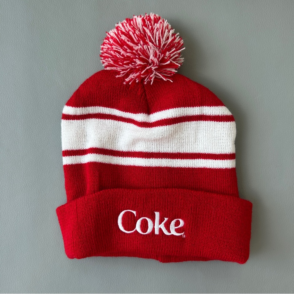 Coca Cola Red and White Pom Pom Beanie